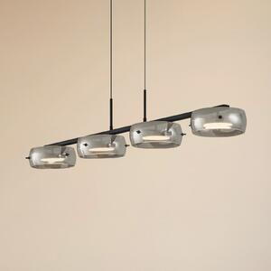 Lucande Lampă suspendată LED Martis, negru, 4 becuri, dimabilă, reglabil, Negru, Camera de zi / sufragerie, Sticlă, Modern