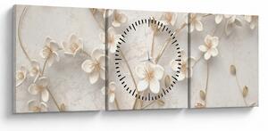 Tablou - floare aurie - abstractă (cu ceas) (90x30 cm)