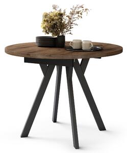 Mazzoni ALMO Nuc Elegant/picioare negre - MASĂ ROTUNDĂ EXTENSIBILĂ CU PICIOARE ÎN FORMĂ DE Y STIL LOFT PENTRU SALON/SUFRAGERIE