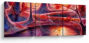 Tablou cu pădurea fermecată (cu ceas) (90x30 cm)
