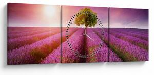 Tablou câmp cu lavandă (cu ceas) (90x30 cm)