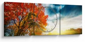 Tablou peisaj cu scufundat în razele solare (cu ceas) (90x30 cm)