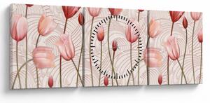 Tablou - Lalele roz (cu ceas) (90x30 cm)
