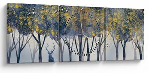 Tablou cerbul în pădure (cu ceas) (90x30 cm)