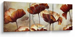 Tablou flori roșii (cu ceas) (90x30 cm)
