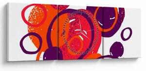 Tablou - Motiv cercuri în culori calde (cu ceas) (90x30 cm)