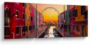 Tablou - Apus de soare, insula Burano, Veneția, Italia (cu ceas) (90x30 cm)