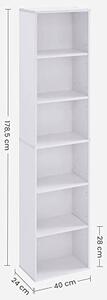 Biblioteca, Vasagle, Transparent-Alb, 40x24x178.5 cm