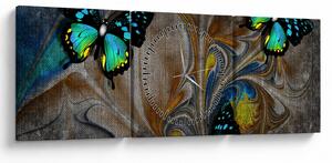 Tablou - Fluturi strălucitori în imagine (cu ceas) (90x30 cm)