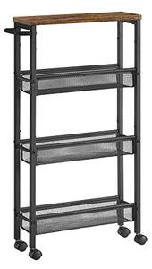 Raft depozitare cu roti, Vasagle, Negru, 45.4x13x77 cm