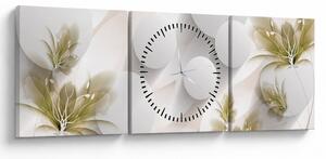 Tablou - 3D cercuri cu flori (cu ceas) (90x30 cm)
