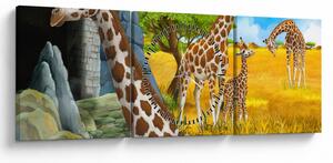 Tablou - Familia girafelor (cu ceas) (90x30 cm)