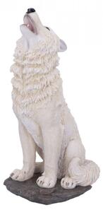 Statueta lup alb Urlet in furtuna 41.5 cm