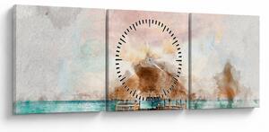 Tablou - Maldive, debarcader din lemn (cu ceas) (90x30 cm)