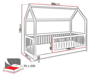 Pat pentru copii 90 cm Godna (Alb) (cu somieră). 1103325
