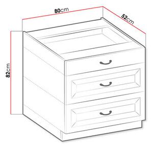 Dulap inferior de bucătărie cu sertare Vintageline 80 D 3S BB (Alb) . 1103343
