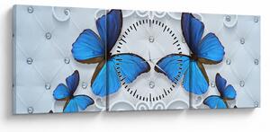 Tablou - Fluturi albaștri (cu ceas) (90x30 cm)