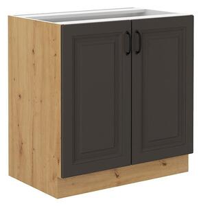 Dulap inferior de bucătărie Vintageline 80 D 2F BB (Stejar artisan + grafit) . 1103348
