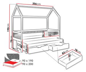 Pat pentru copii 90 cm Kerlox (Alb) (cu somieră) (cu sp. depozitare). 1103331