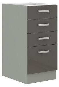 Dulap inferior de bucătărie cu sertare Metaluna 40 D 4S BB (Gri + lucios Gri) . 1103341