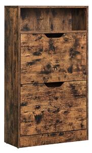 Dulap pantofi, suport pentru pantofi pe 3 niveluri, maro rustic | VASAGLE | VASAGLE