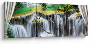 Tablou - Privire la cascade magice (cu ceas) (90x30 cm)