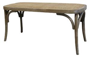 Bancheta din lemn de cauciuc, rattan si rachita , cu aspect vintage, Old French