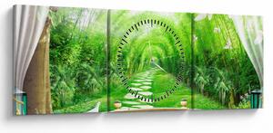 Tablou - Privire la grădina tropicală (cu ceas) (90x30 cm)