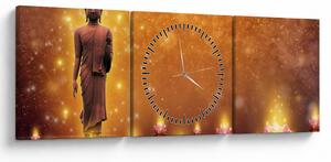 Tablou - Buddha în sclipici auriu (cu ceas) (90x30 cm)