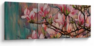 Tablou - Pictură în ulei, Sakura în floare (cu ceas) (90x30 cm)