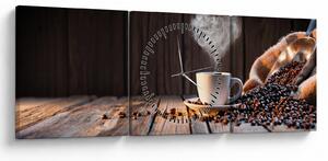 Tablou - Timp pentru cafea (cu ceas) (90x30 cm)