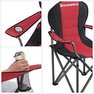 Scaun de camping, Songmics, Negru-Rosu, 92x57x104 cm