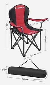 Scaun de camping, Songmics, Negru-Rosu, 92x57x104 cm