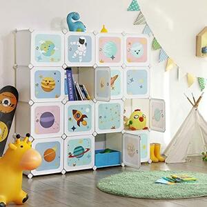Set 15 cuburi modulare din plastic pentru depozitare, Songmics, Alb, 123x31x123 cm