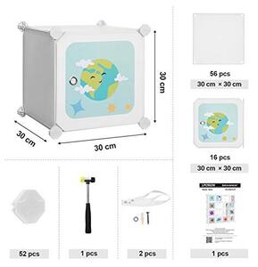 Set 15 cuburi modulare din plastic pentru depozitare, Songmics, Alb, 123x31x123 cm