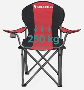 Scaun de camping, Songmics, Negru-Rosu, 92x57x104 cm