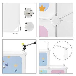 Set 15 cuburi modulare din plastic pentru depozitare, Songmics, Alb, 123x31x123 cm