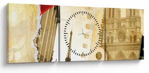 Tablou - Amintiri din Paris (cu ceas) (90x30 cm)