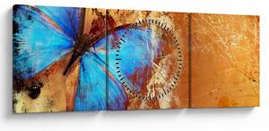 Tablou - Fluture albastru (cu ceas) (90x30 cm)