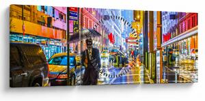 Tablou - Oraș în lumina neoanelor (cu ceas) (90x30 cm)