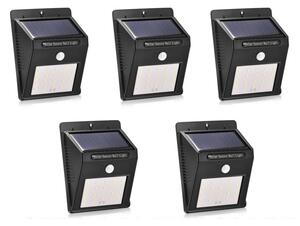 Set 5 x Lampa solara de perete cu senzor miscare 30 LED