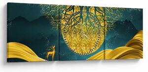 Tablou - Abstract, peisaj auriu (cu ceas) (90x30 cm)