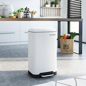 Coș de gunoi cu închidere lentă SLOW, 30L, alb SongmicsHome
