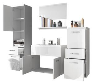Z0ND0 Mobilier baie Lomesa MDF (Stejar wotan + Alb lamel) (cu sifon). 1103972