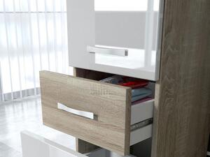 Z0ND0 Mobilier baie Lomesa MDF (Stejar wotan + Alb lamel) (cu sifon). 1103972