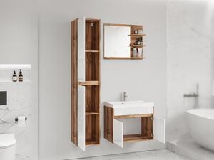 Z0ND0 Mobilier baie Garmana (Stejar wotan + lucios Alb) . 1103931