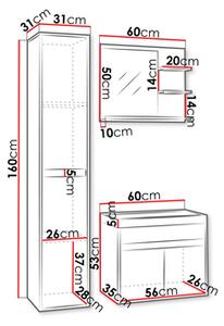 Z0ND0 Mobilier baie Garmana (Stejar wotan + lucios Alb) . 1103931