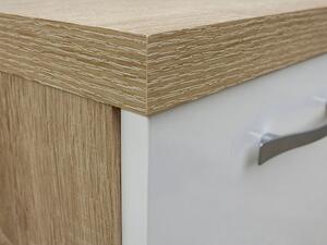 Z0ND0 Mobilier baie Lomesa MDF (Stejar wotan + Alb lamel) (cu sifon). 1103972