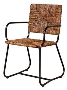 Scaun dining, maro, din rattan si frunze de banana impletite, Pisang
