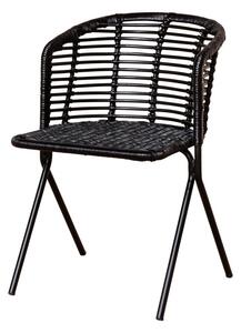Scaun dining, negru, din rattan, Panama